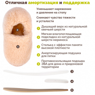 Тапочки меховые короткие 030119-0200/э "Холти" в магазине Склад Медтехники